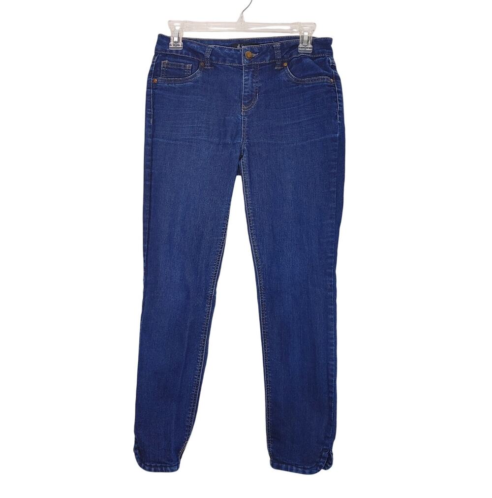 D.Jeans Slim Fit Jeans Mid Rise Tapered Leg Dark Wash Blue Denim Womens Size 4